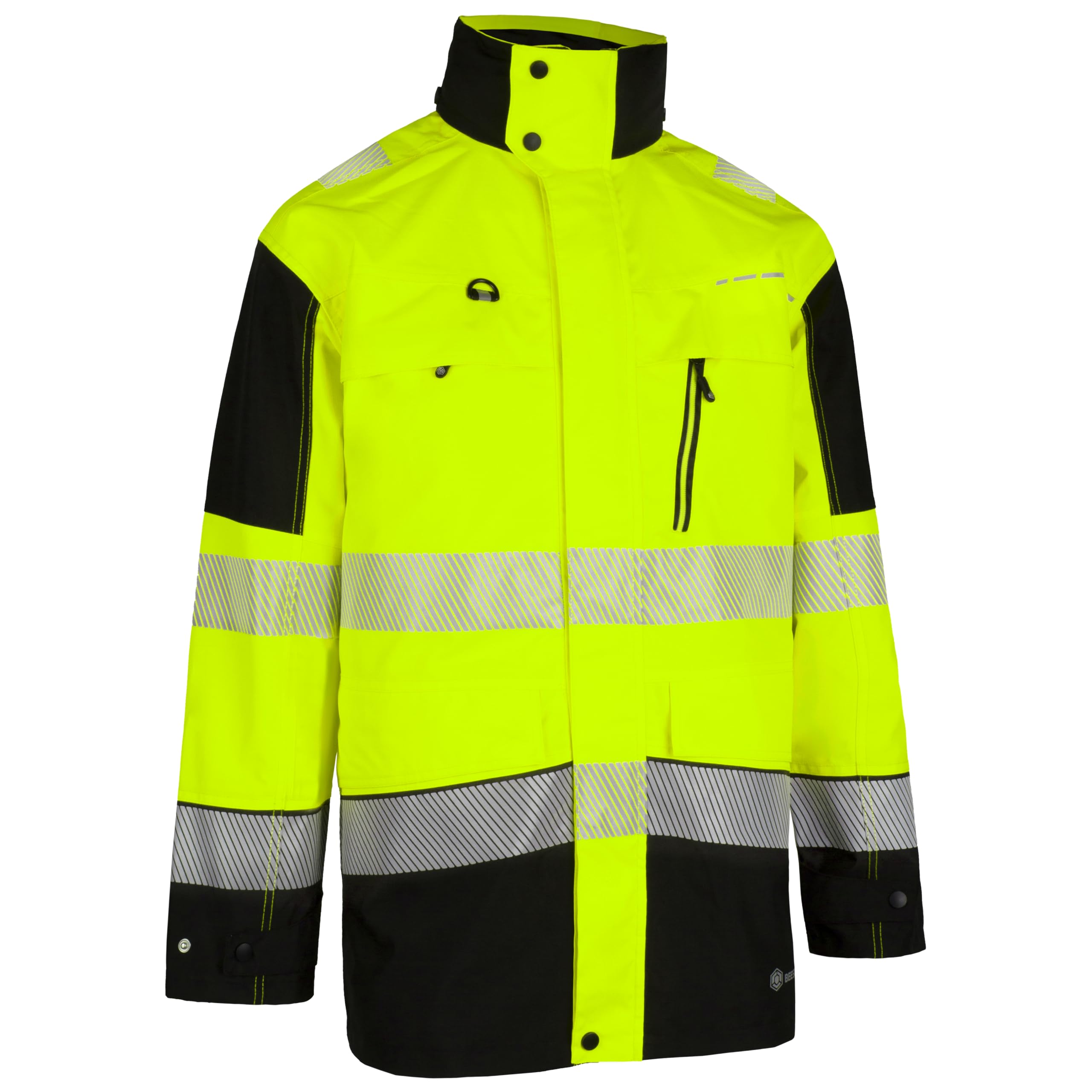 BeeSwift - Hi vis Two Tone Waterproof Jacket - Ripstop Breathable Rail High Vis Jacket with Fully Taped Seams, Fully Adjustable Hood, Multiple Pockets and More - Size 4XL