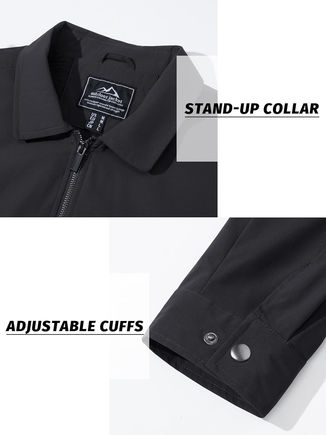 Cotrasen Men's Lightweight Jackets Full Zip Up Laydown Collar Jacket Casual Windbreaker Jackets - Image 5