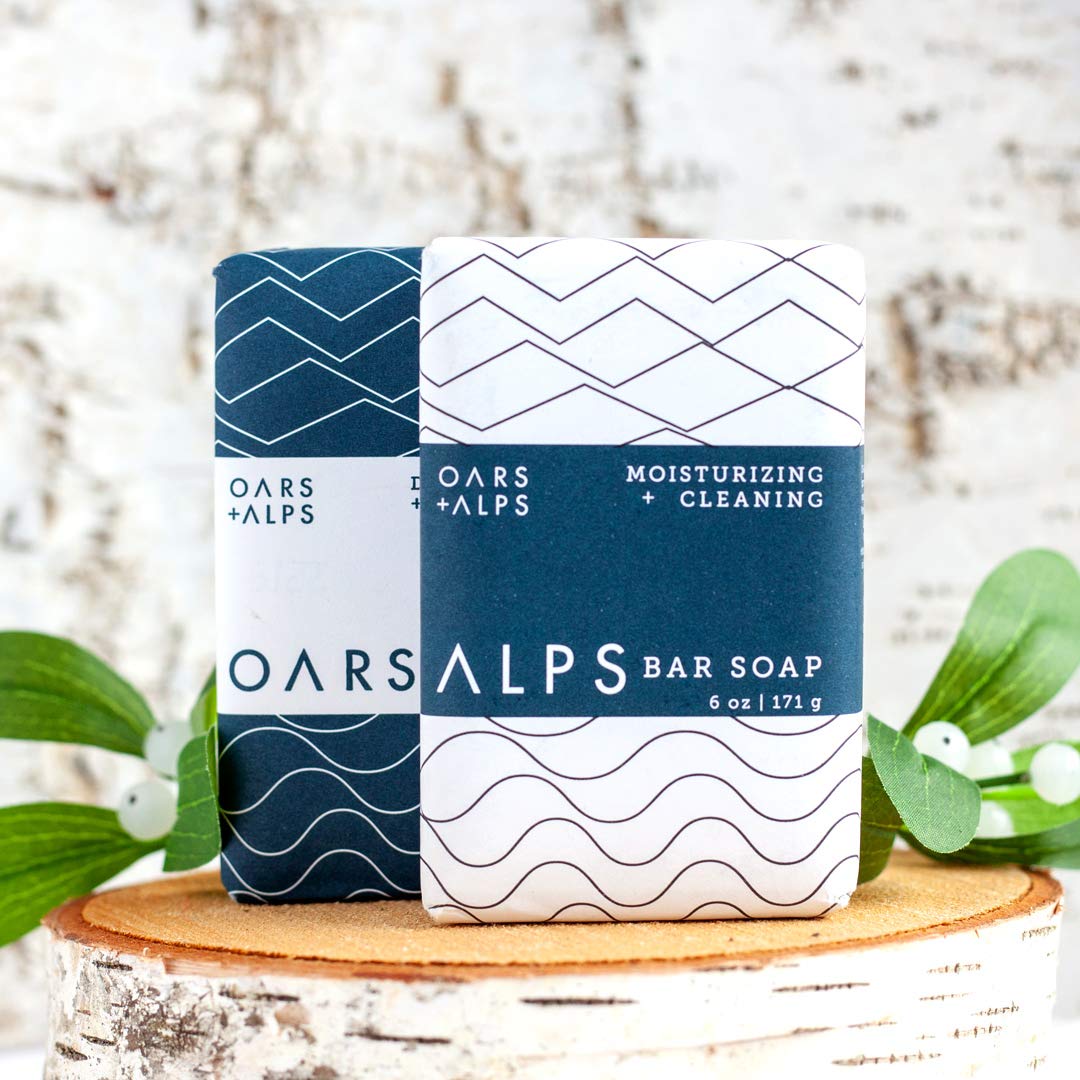 Oars + Alps Blue Charcoal Exfoliating Bar Soap for Men Gift Set, Deep Cleaning & Exfoliating Soap, Made with Clean Ingredients, All Skin Types, Cruelty Free, Paraben Free, Travel Size, 2pk, 6oz