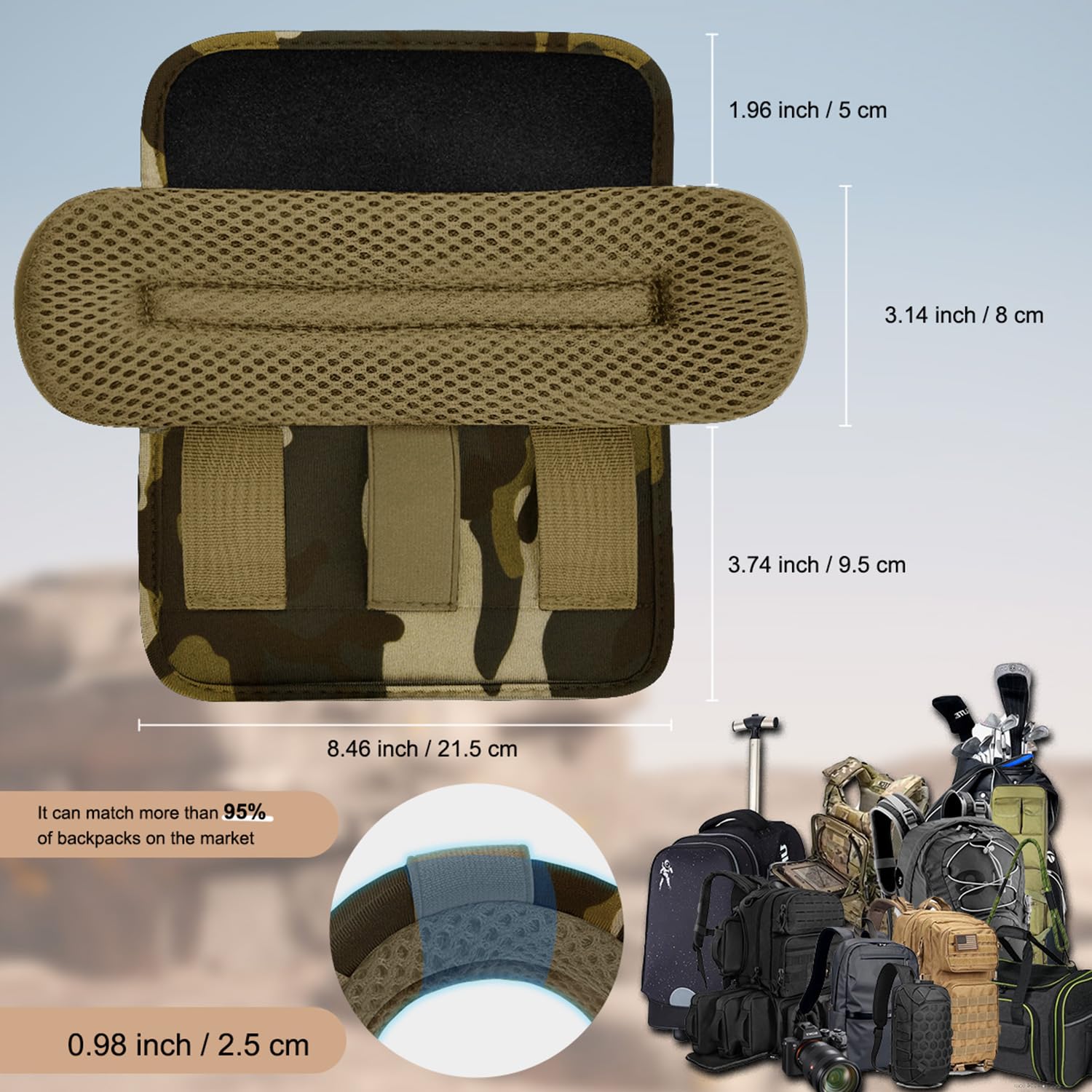 ZINZ Confezione da 2 Spalline Larghe Universali con Cuscino Ultra Spesso per Borsa da Viaggio