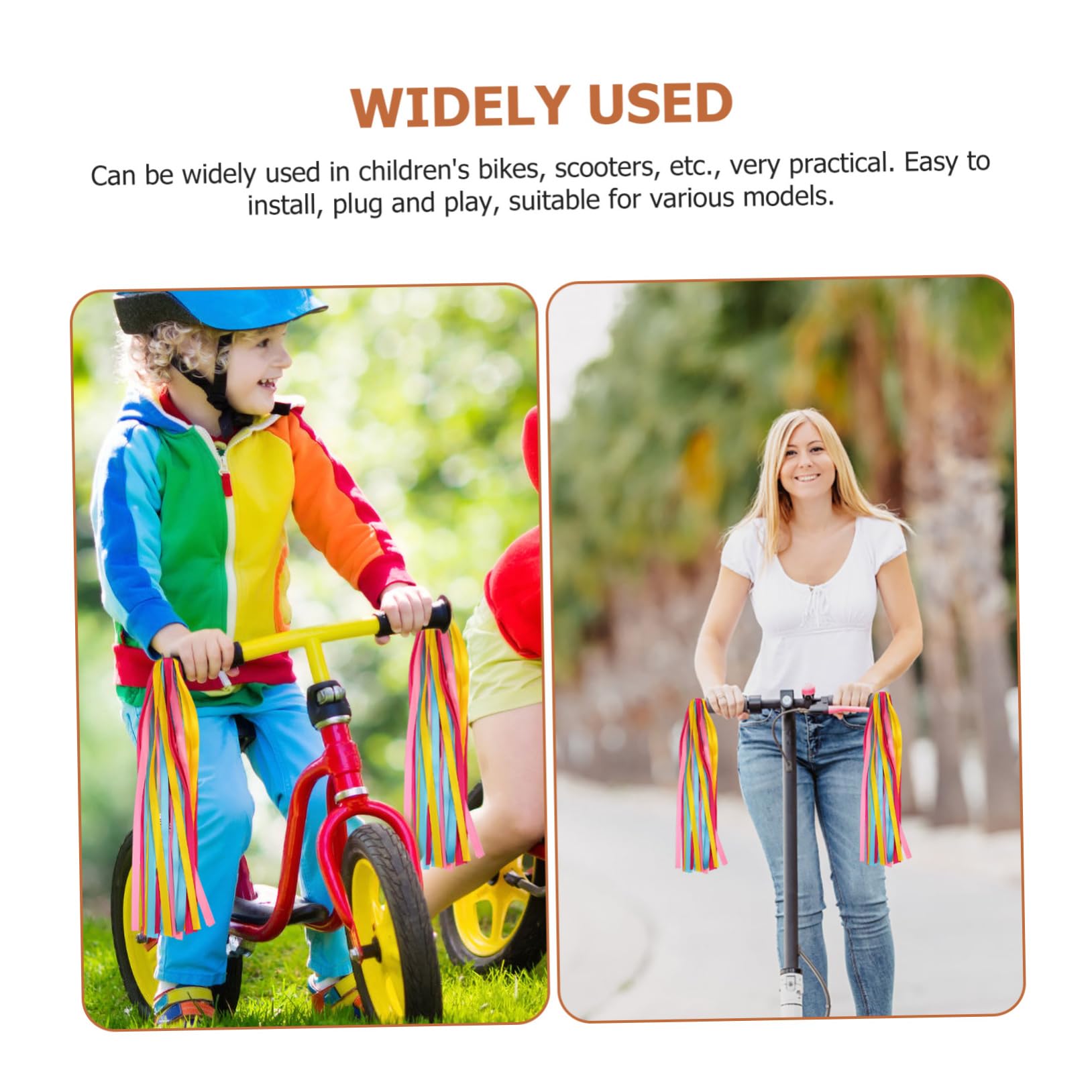 NAMOARLY 2 Pairs of Bike Streamers Handlebar Ribbons for Kids Scooters Bikes Sparkly Tassels for Boys Girls Toys Easy Install Handlebar Tassels