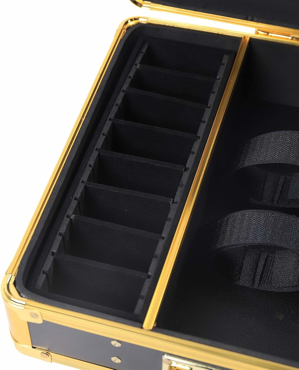 Barber Carrying Case with Code Lock, Processional Hairdresser Tool Box, Salon Hair Cutting Grooming Kit Storage Organizer for Clippers, Scissors Supplies (Black and Gold)