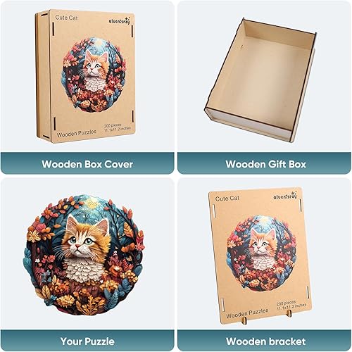 Miniatura 7 de Qiuenisray Rompecabezas de madera, lindo rompecabezas de 500 piezas de forma única de madera avanzada, rompecabezas desafío para juego familiar