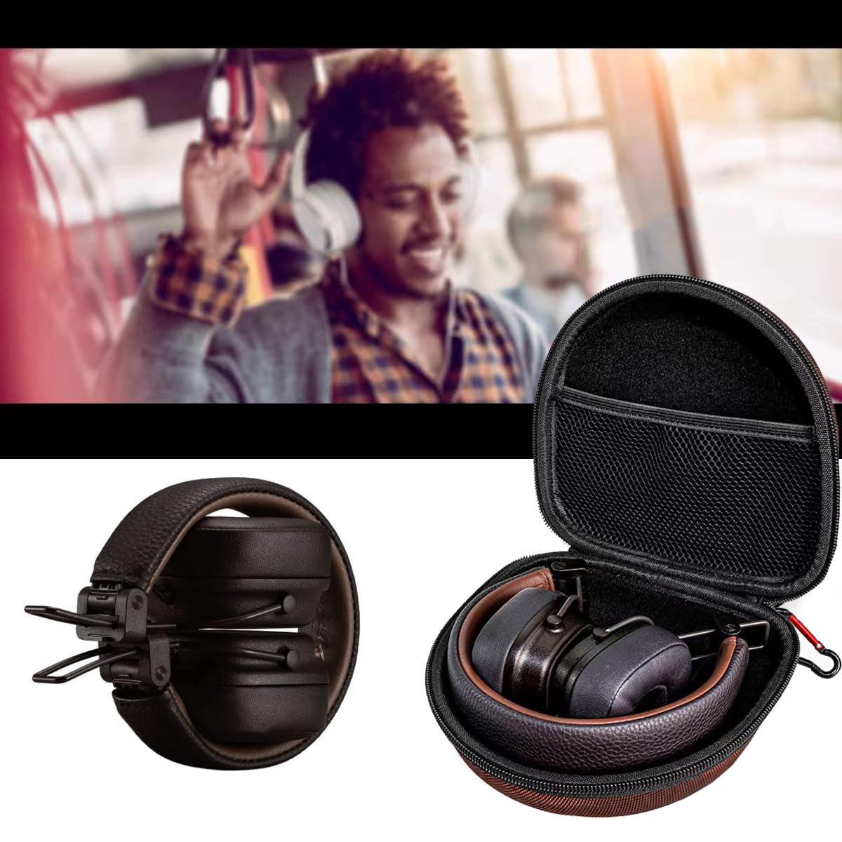 Amazon | オンイヤーBluetoothヘッドホンケース収納キャリーバッグ 