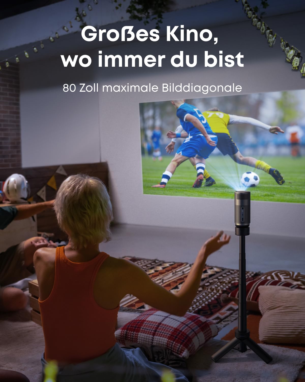 NEBULA Capsule Air Projektor mit Google TV, offiziell Lizenziertes Netflix, 720p Smarter Mini-Beamer mit WLAN & Bluetooth, 2 Stunden Akku, Dolby Digital, ultrakompakt für Flexible Nutzung