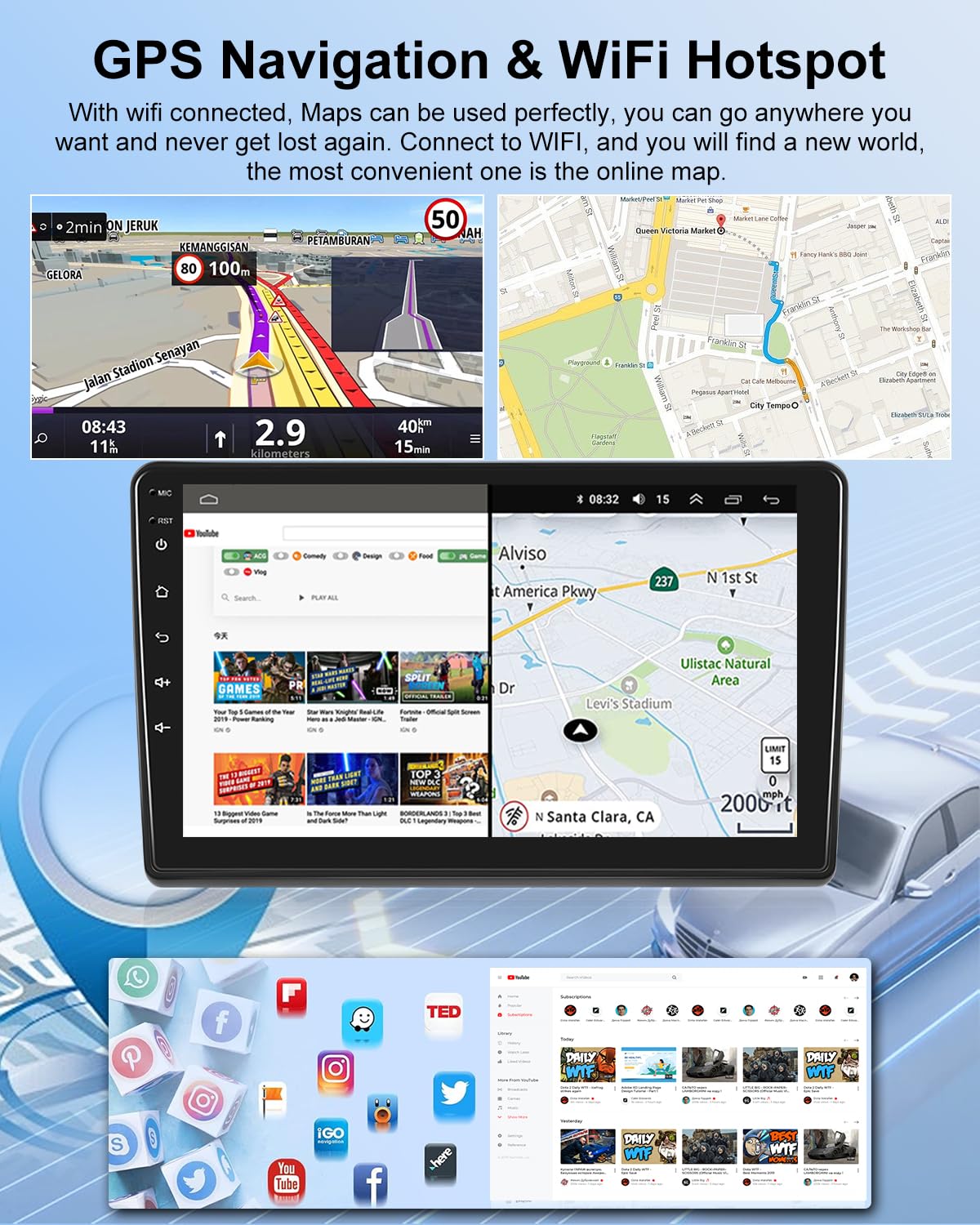 NHOPEEW Autoradio 2G+64G pour Ducato 3/Peugeot Boxer 2/Citroen Jumper2 2011-2022 - Carplay et Android Auto sans Fil - Autoradio 9 Pouces avec WiFi, égaliseur, GPS, FM RDS et caméra de recul AHD