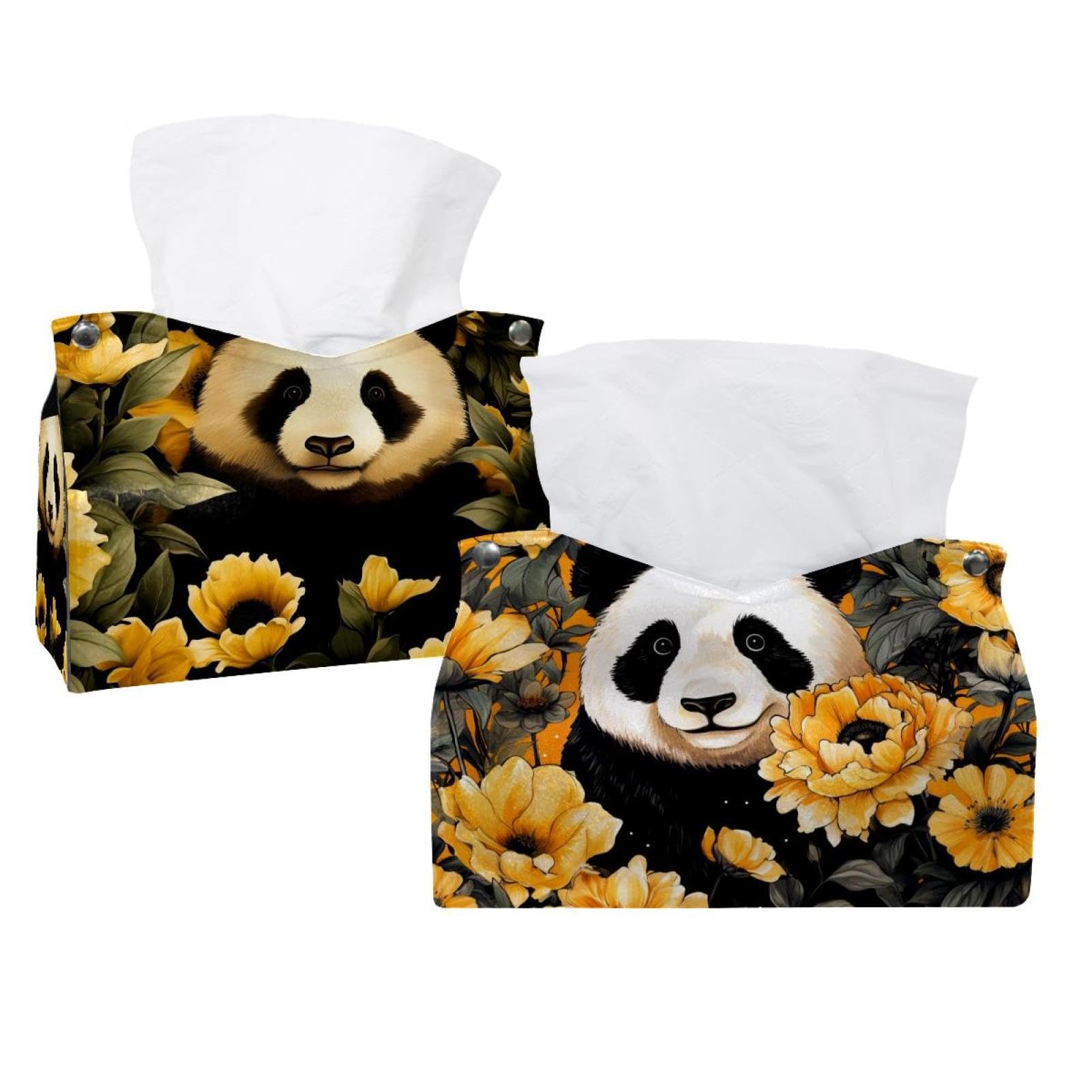 Boîte à mouchoirs panda en lot de 2 distributeurs de mouchoirs en tissu pour hôtels