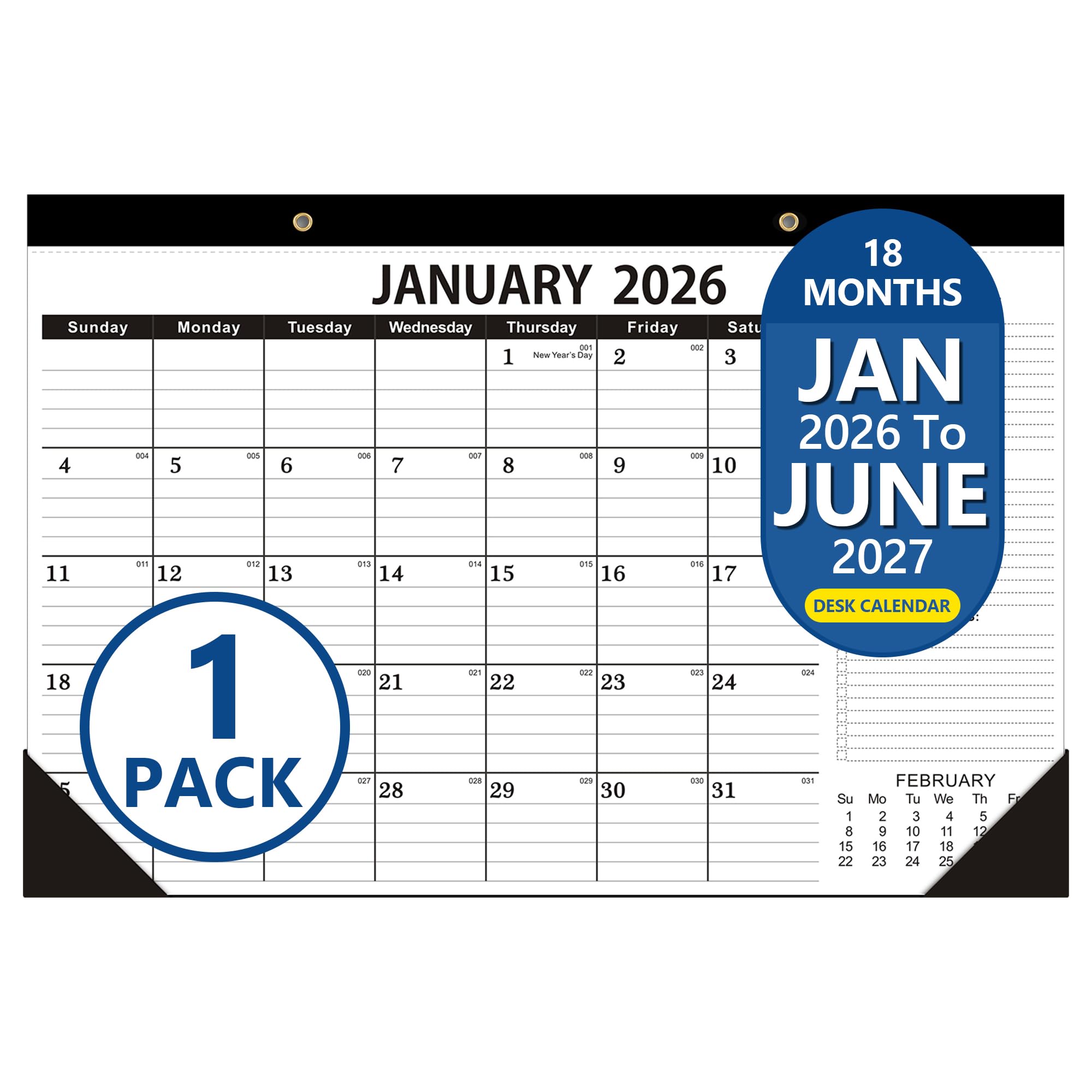 Tischkalender 2024–2025, 2025, Kalender 2024–2025, Oktober 2024 bis März 2026, großer Tischkalender 2025 als Bürokalender, Lehrertischkalender oder Schultischkalender (1 Packung)