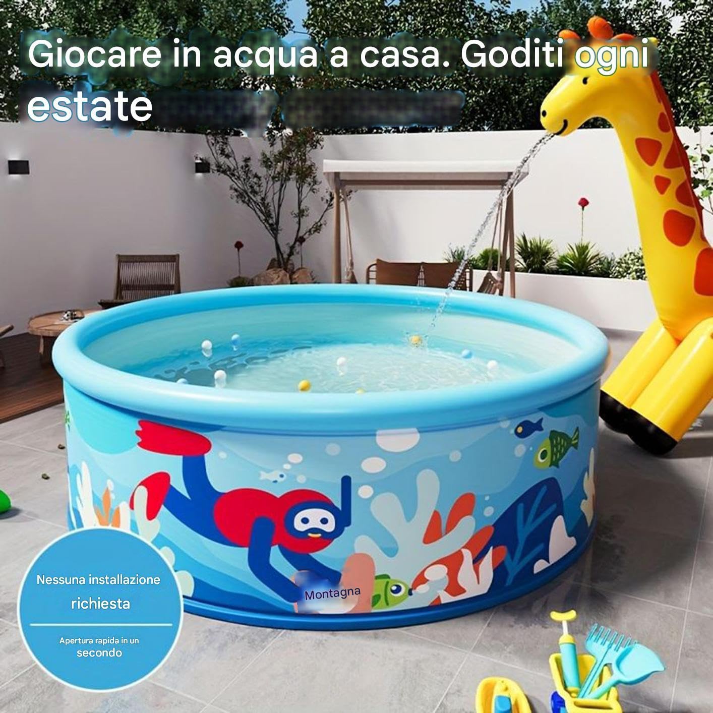 Piscina Portatile | Piscina da Giardino,Vasca Rotonda In PVC Rinforzato Per Bambini Adulti Intrattenimento Familiare In Giardino