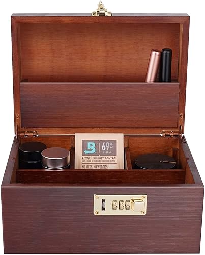 Miniatura 9 de OZCHIN Caja de bambú grande con cerradura de combinación Caja decorativa para almacenamiento de almacenamiento con cerradura para el hogar Caja de