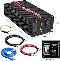 Vista 7 de Novopal Inversores de corriente de onda sinusoidal pura de 2000 vatios CC 12 V a CA 110 V 120 V con 2 salidas de CA, puertos USB, control remoto
