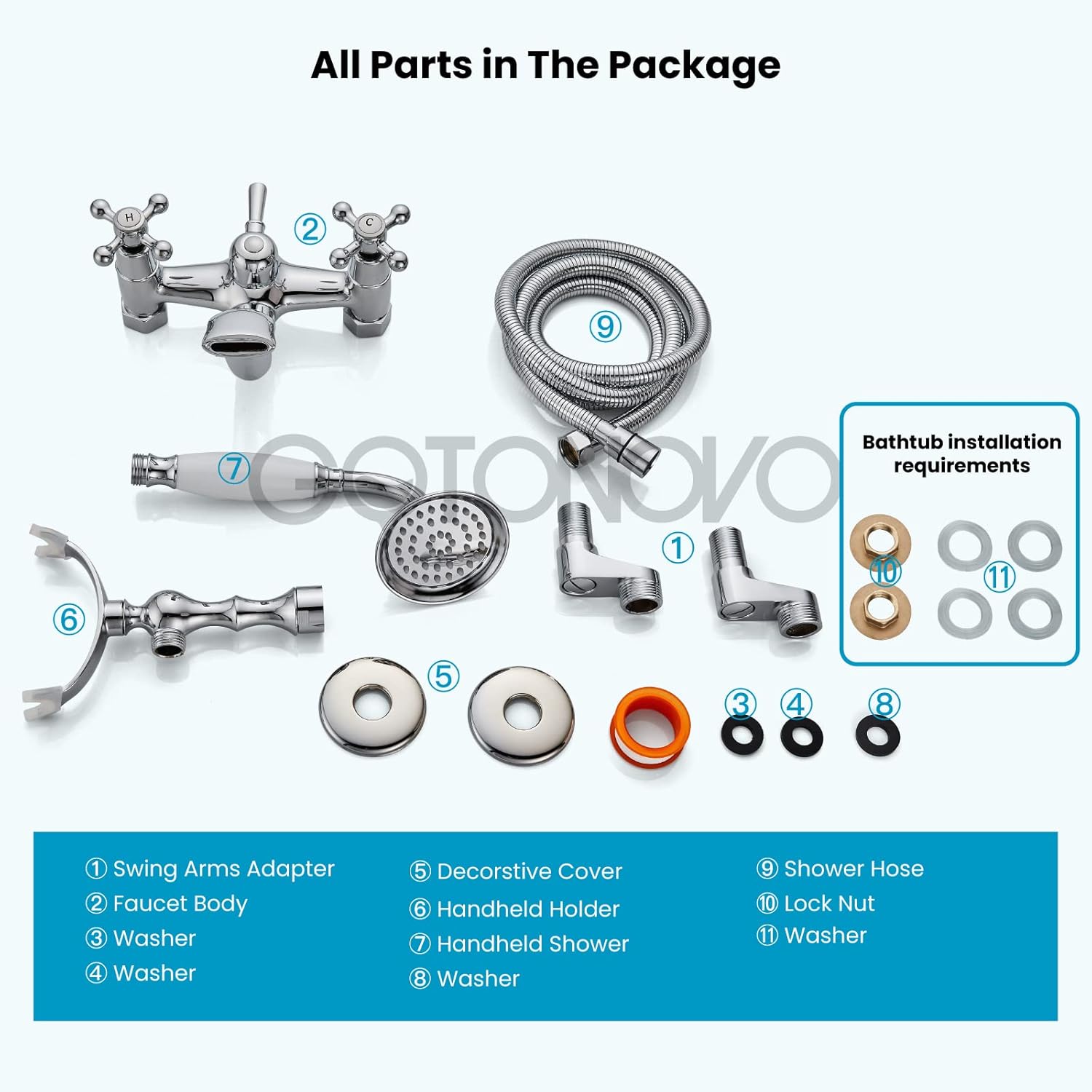 Polished Chrome Bathroom Shower Faucet Rain Mixer 8 Inch Round Head Double Cross Handle with Matching Chrome Polished Clawfoot Bathtub Faucet Wall Mount with Hand Held Shower Faucet Set