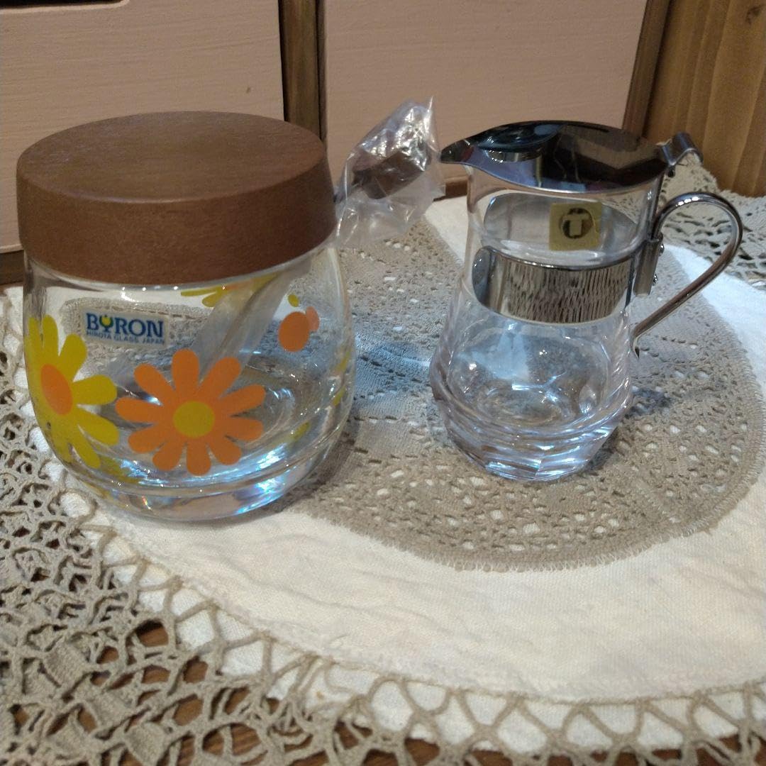 レトロ シュガーポット&amp;ミルクピッチャーセット