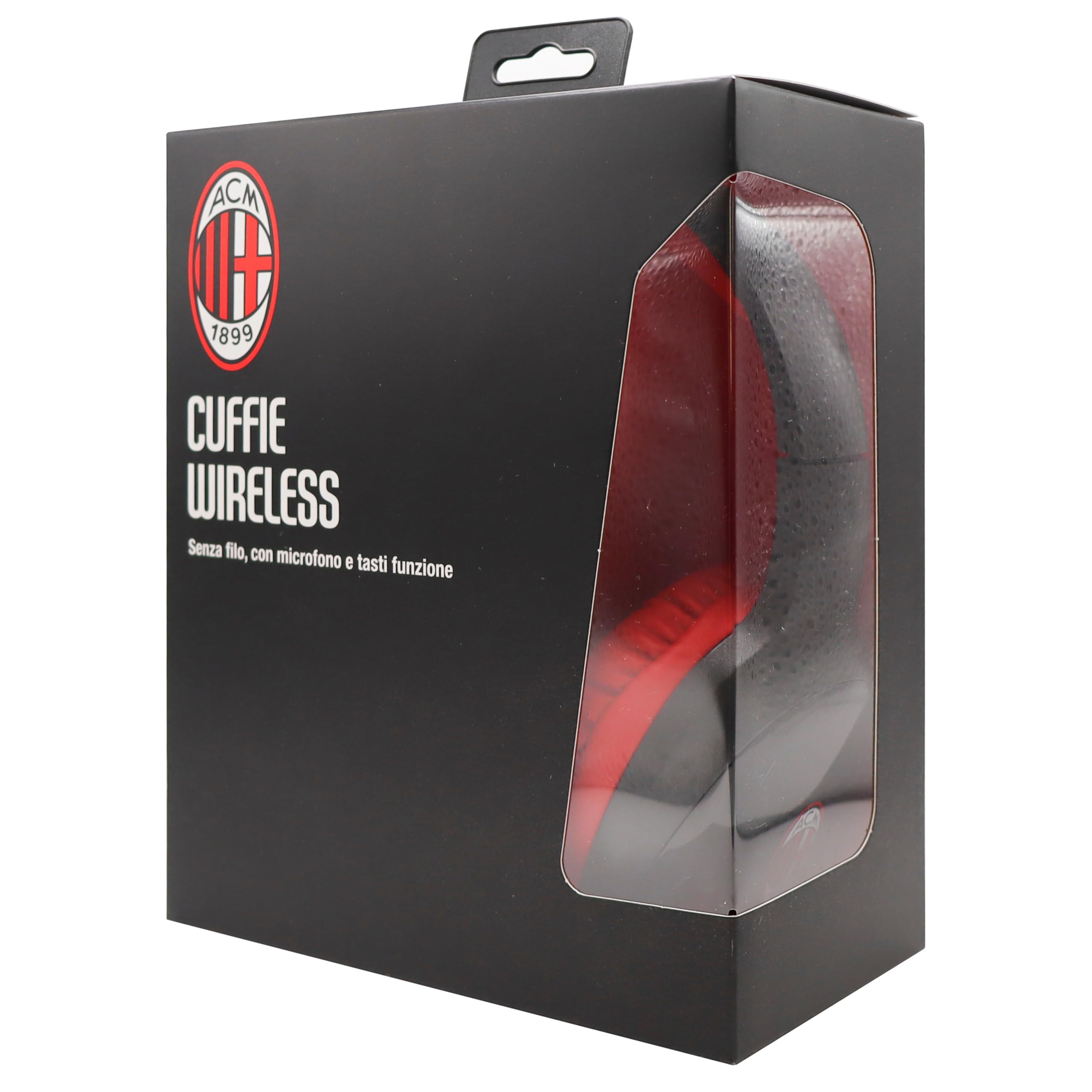 TECHMADE Ac Milan- Cuffie Senza Filo Cuffie Wireless Over-Ear, Cuffie Bluetooth Regolabili, Cuffie con Microfono Incorporato, HiFi Stereo, Micro SD Slot, per iPhone/Android/Viaggio/PC