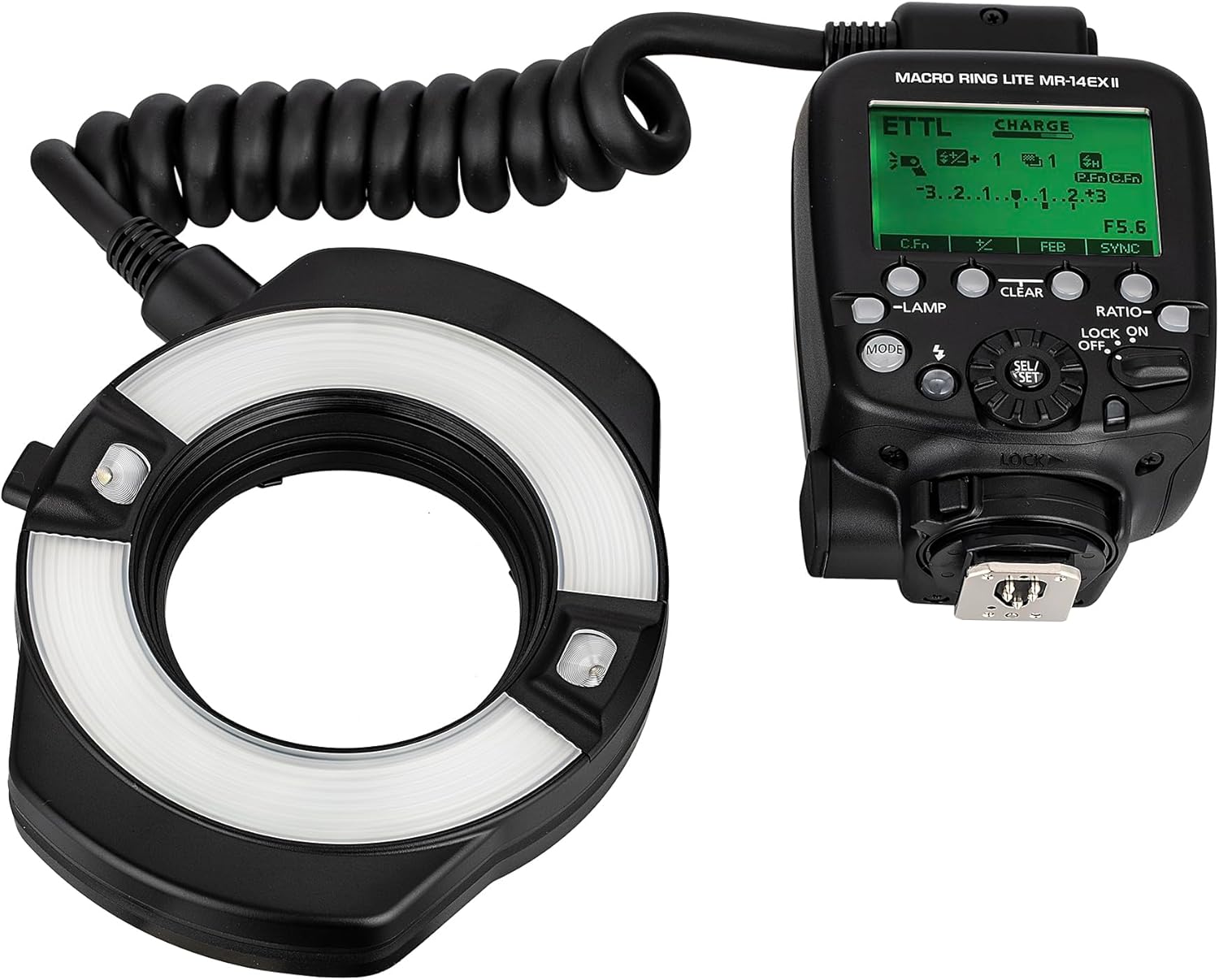 Canon MR-14EX II Macro Ring Lite Flash – TTL Autoflash, Dual Flash Tubes, LED Modeling Light, Wireless Flash Control + Flash Bracket + 4X AA with Charger + Cleaning Kit