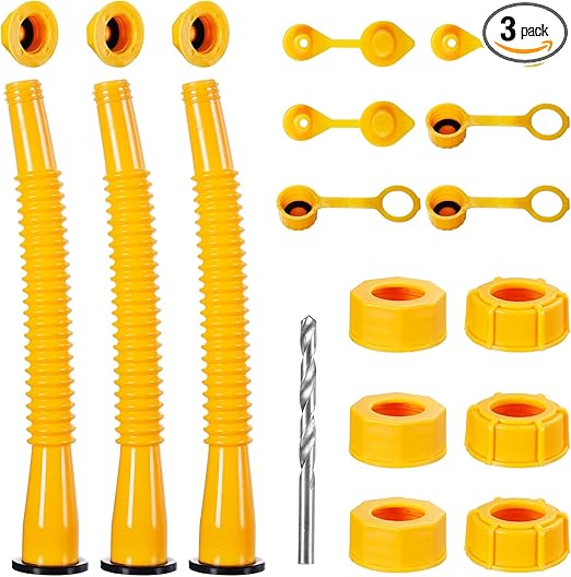 Long Gas Can Spout Replacement, Our replacement spout features a 10.2in extended nozzle (2in longer than standard). Gas can nozzle (3 kit-Yellow) for 1/2/5/10 gal oil cans. Replacement gas can spout