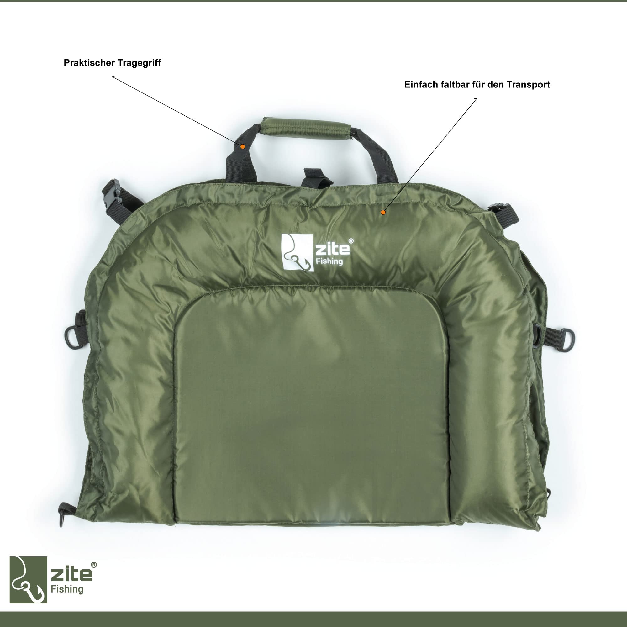 Zite Fishing Karpfen Abhakmatte XXL - Schwimmend & Extra hoher Rand - Faltbare Karpfen-Matte zum Fische Abhaken 100x70cm