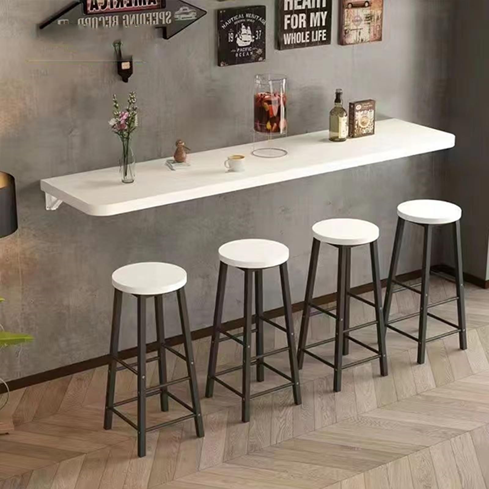 Floating desk ，Folding table wall hanging narrow home long table wall hanging dining table kitchen folding wall hanging folding desk ，restaurant milk