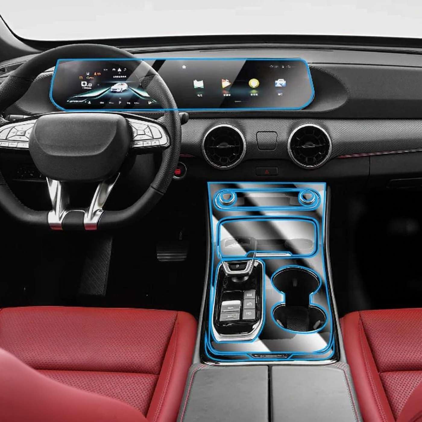 Car Interior Center Console Media Dashboard Navigation TPU Protector Film, for FORTHING U-Tour 2023-2025 Sticker Anti-Scratch