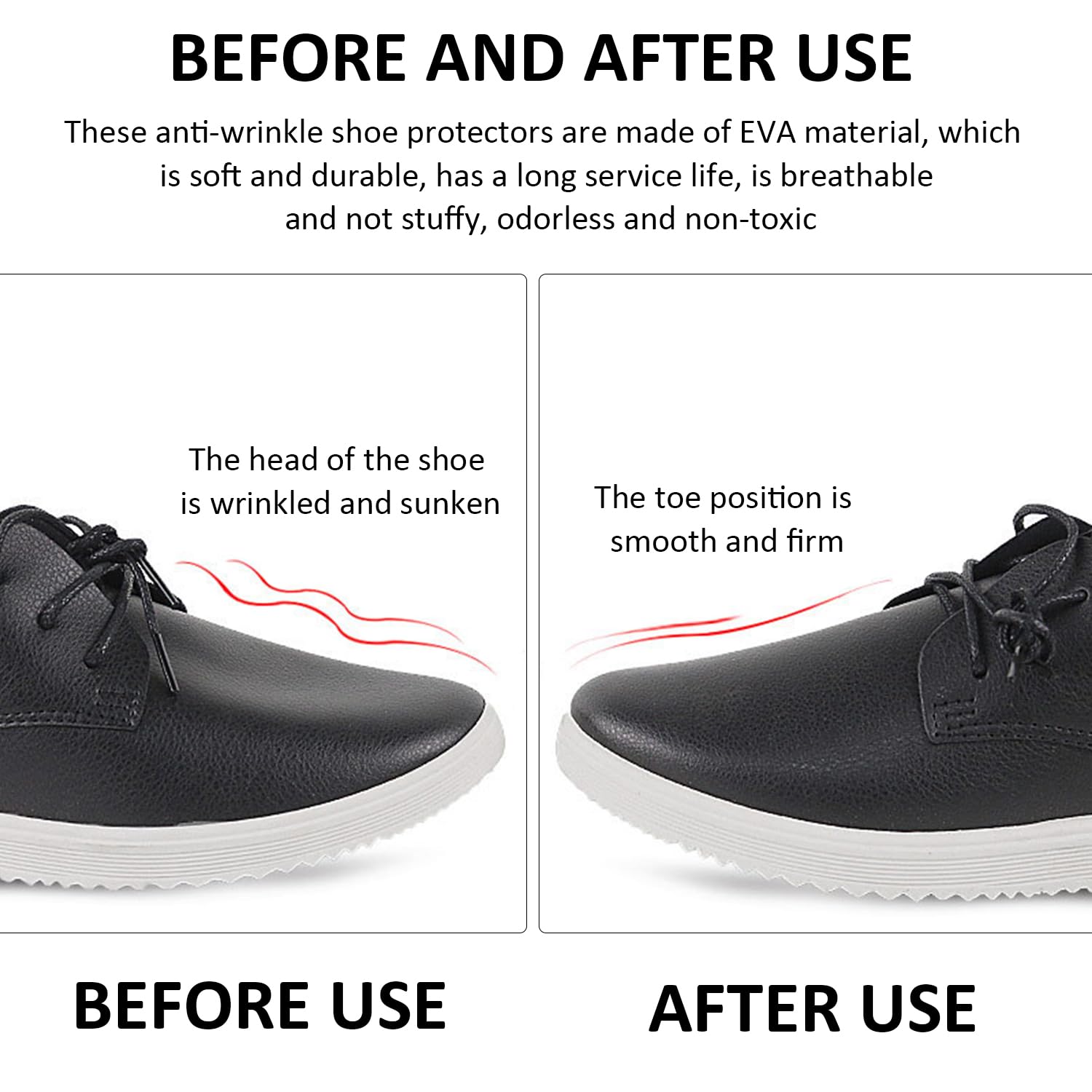 6 pares de protector de zapato y antiarruga, accesorios suaves para botas y zapatos, protección antiarrugas, negro