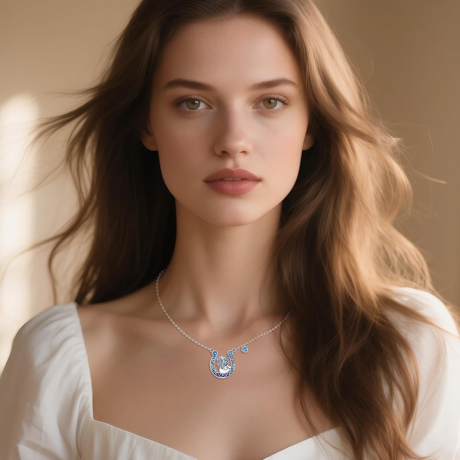 Horseshoe Necklace Sterling Silver Horse Pendant Lucky Horseshoe Jewelry Gifts for Women - Image 2