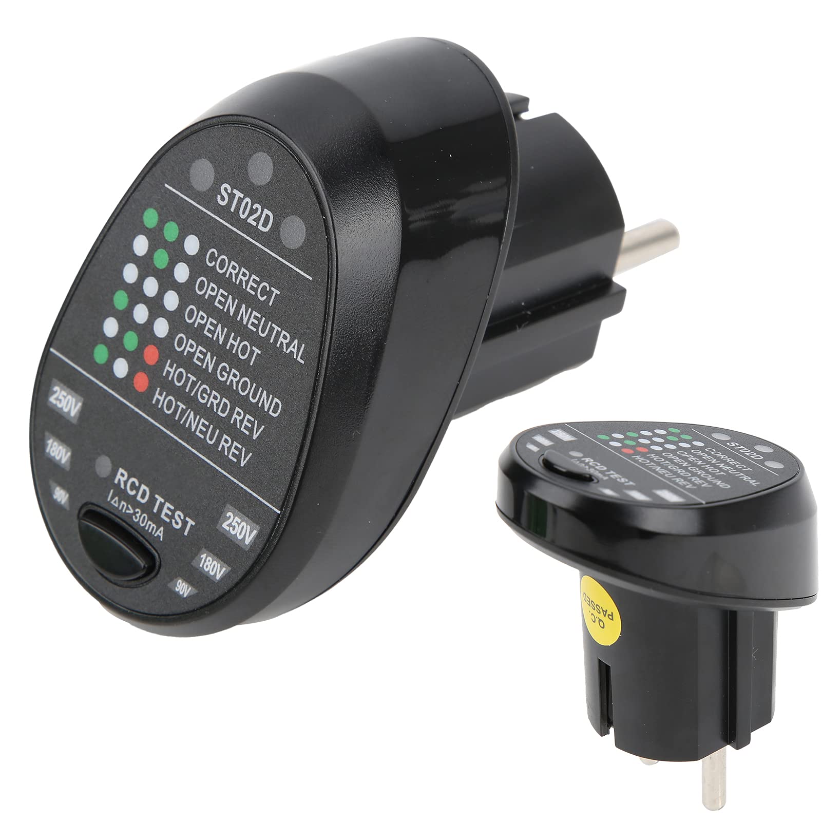 Testeur De Prise électrique - Détecteur De Polarité Et Fuites 250V - Plug & Play - Indique 6 Défauts De Câblage - Compact Et Sans Pile - 7
