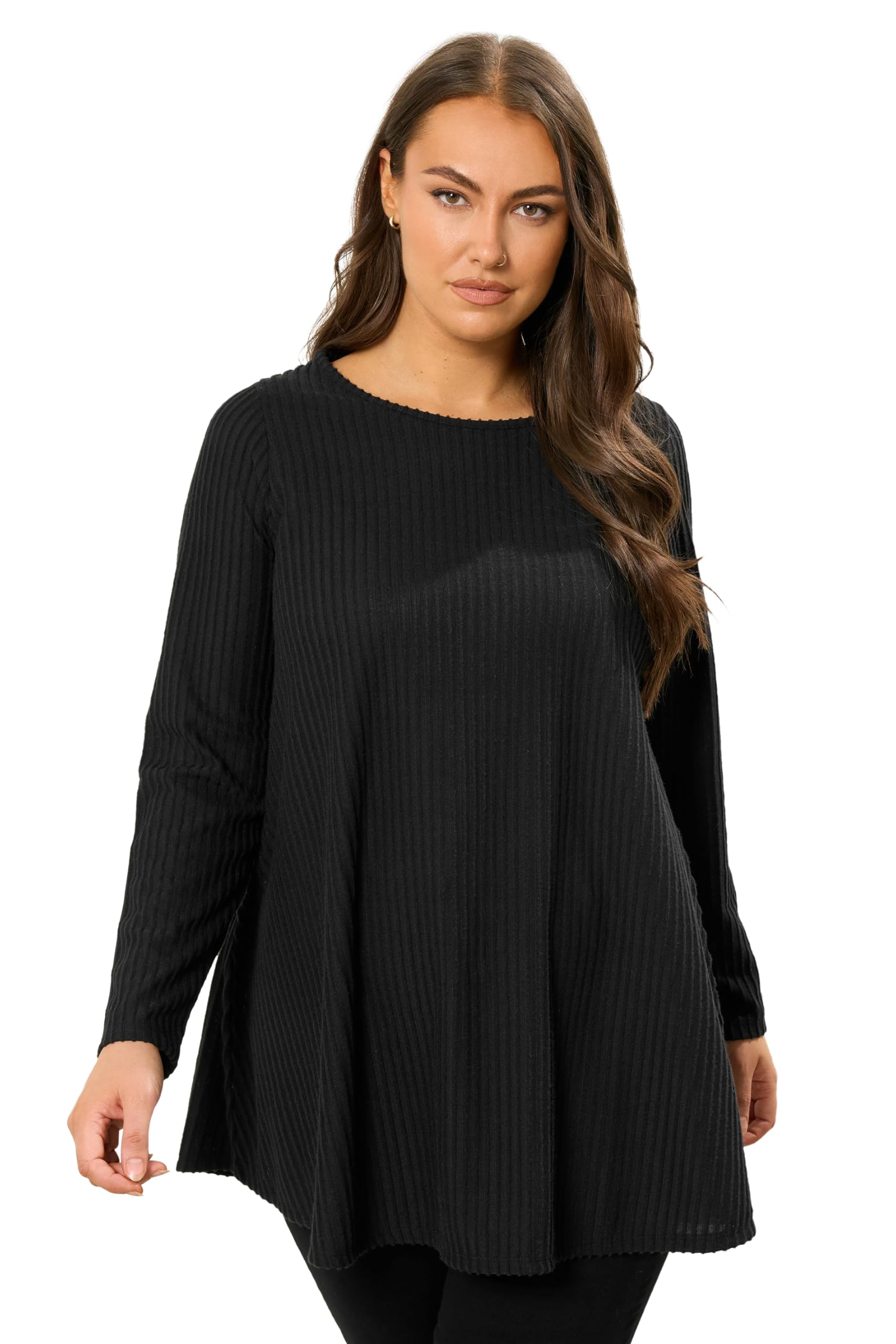 Yours Women's Black Soft Touch Long Sleeve Top In | : Size 20