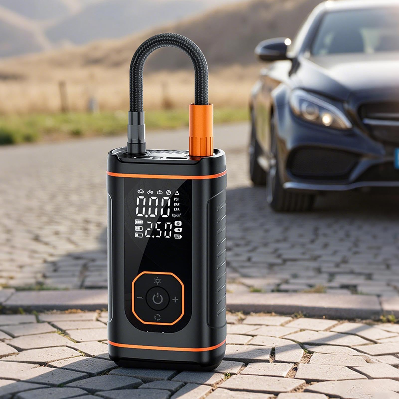 Gonfiapenne Portatile per Pneumatici Per Motociclette Con Display Digitale | Pompa per Pneumatici Auto Portatile Per Autoveicoli Motocicli Palloni Biciclette SUV Camper