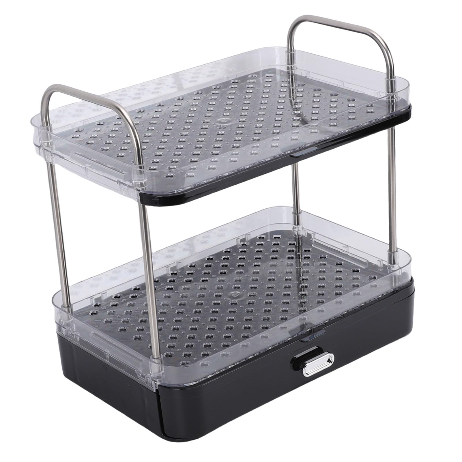 2-stufiger Kaffeebecher-Becherhalter aus PET-Edelstahl, Kaffeestations-Organizer mit Abnehmbarer Abtropfschale, Platzsparendes Regal für Kaffeezubehör, Küchengewürzgläser, (BLACK)