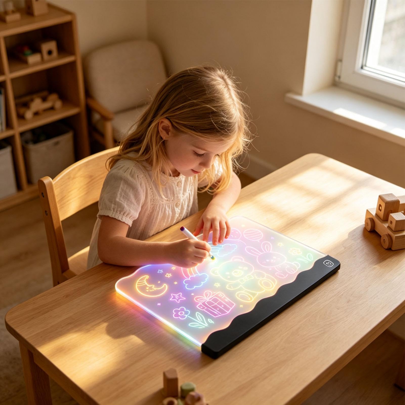 Tavola da disegno LED per bambini ricaricabile scrittura Doodle Pad con