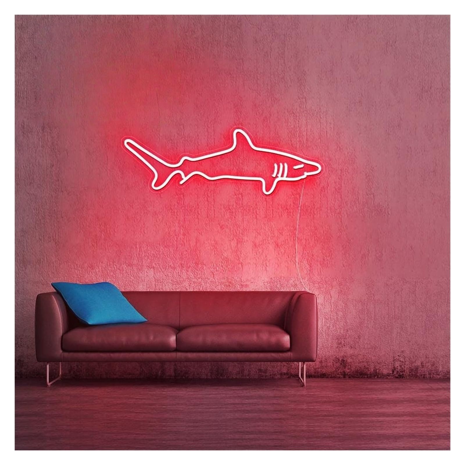 SHOUXI Sign Lamp Shark Neon Sign, Suitable for Home Living Room Decor with Brightness Adjustable 48cm
