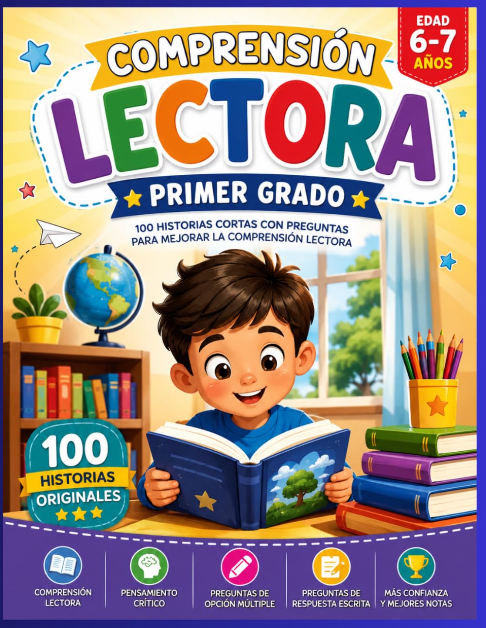 Comprensión Lectora – Primer Grado: 100 historias atractivas con preguntas para desarrollar la comprensión lectora, el vocabulario, la fluidez y el ... (Colección Comprensión Lectora por Grados)