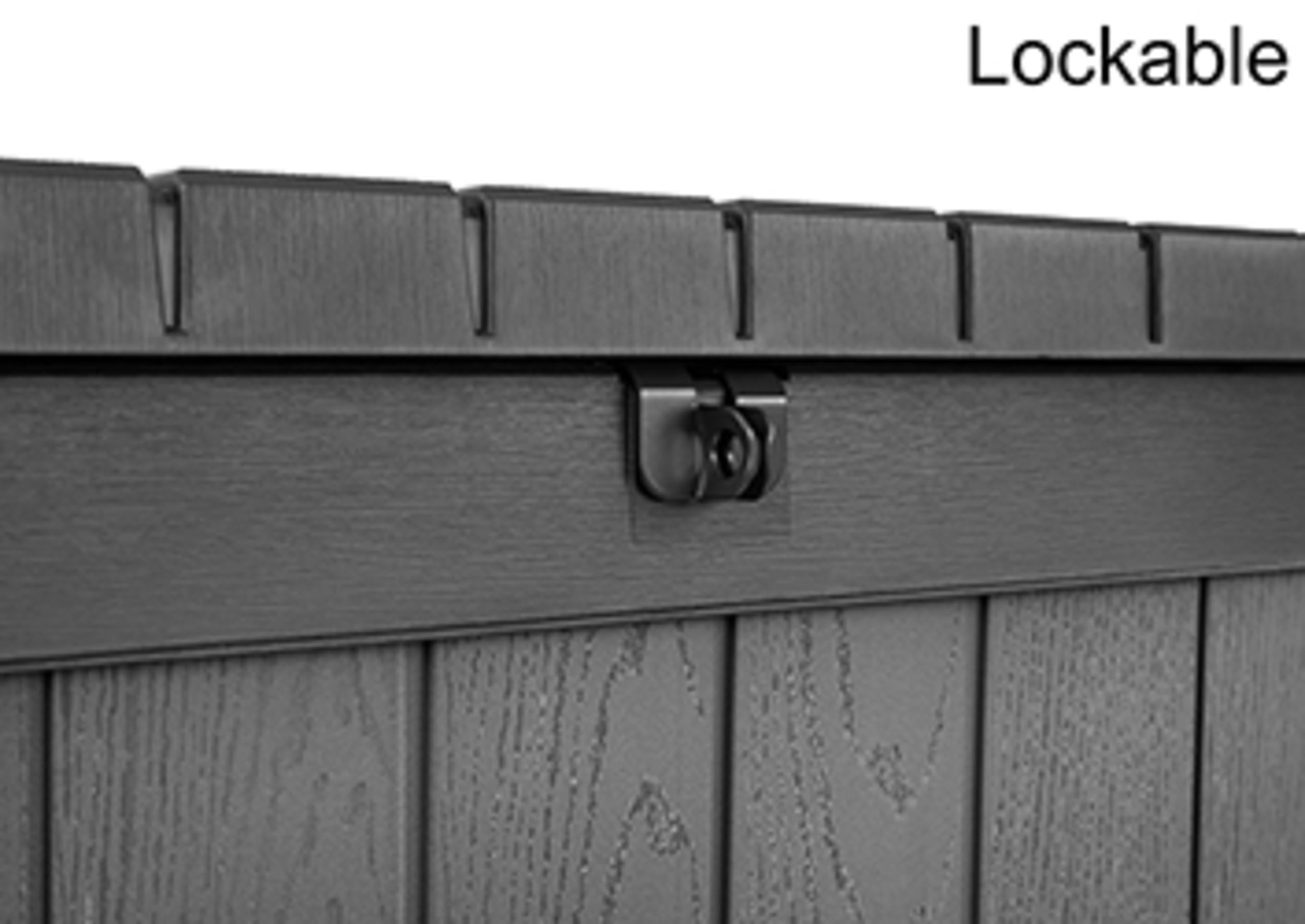 Koll Living Boîte de rangement/coffre à coussins 662 l l 100 % étanche l avec ventilation donc pas d'odeur désagréable / moisissure - Aspect bois moderne - Couvercle pouvant supporter jusqu'à 300 kg