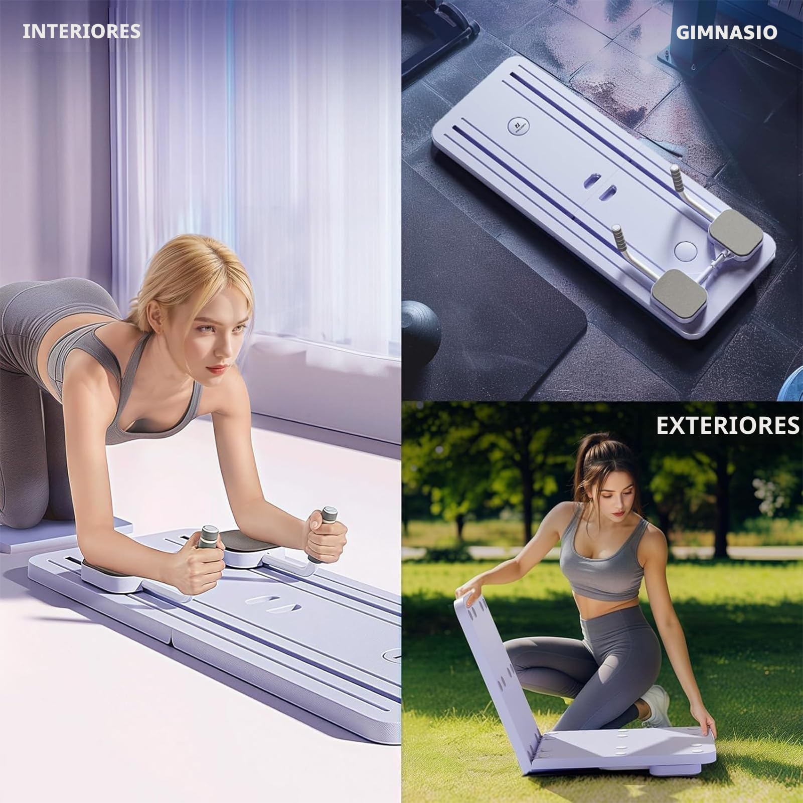 Pilates Board Compact Pilates Reformer Machine Set, Foldable AB Roller Wheel Rodillo Abdominales Exercise Board Rebote Automático Máquina de Ejercicio en Casa(Rosa sin Empuñadura)