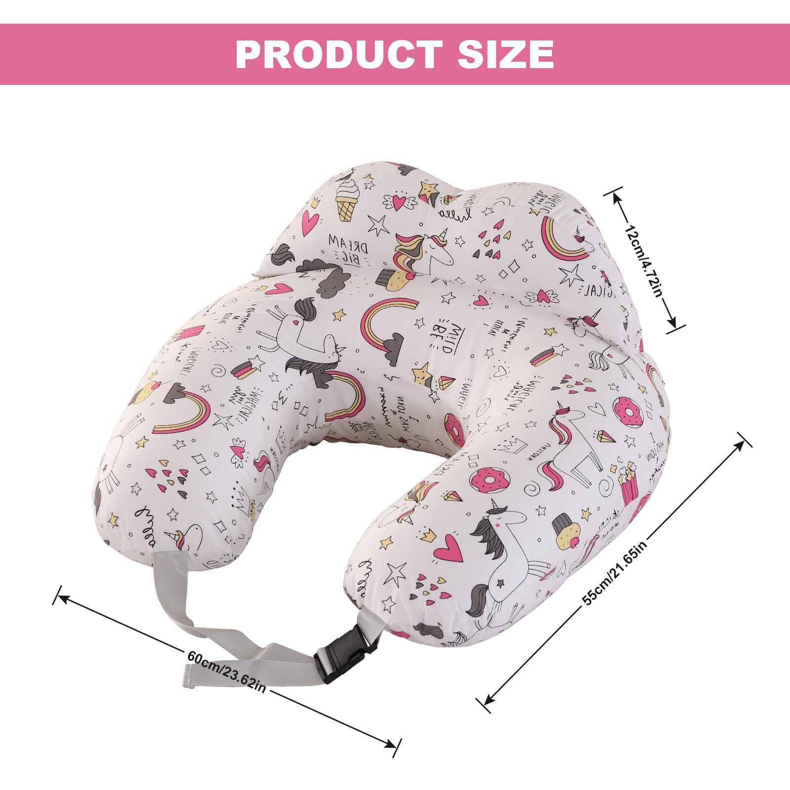 Coussin d'Allaitement pour Bébé : Coussin de Grossesse avec Ceinture de Taille Ajustable, Coussin d'Allaitement pour Bébé, Doux et Confortable, Lavable pour les Nouveaux-Nés (Donut Arc-en-Ciel)