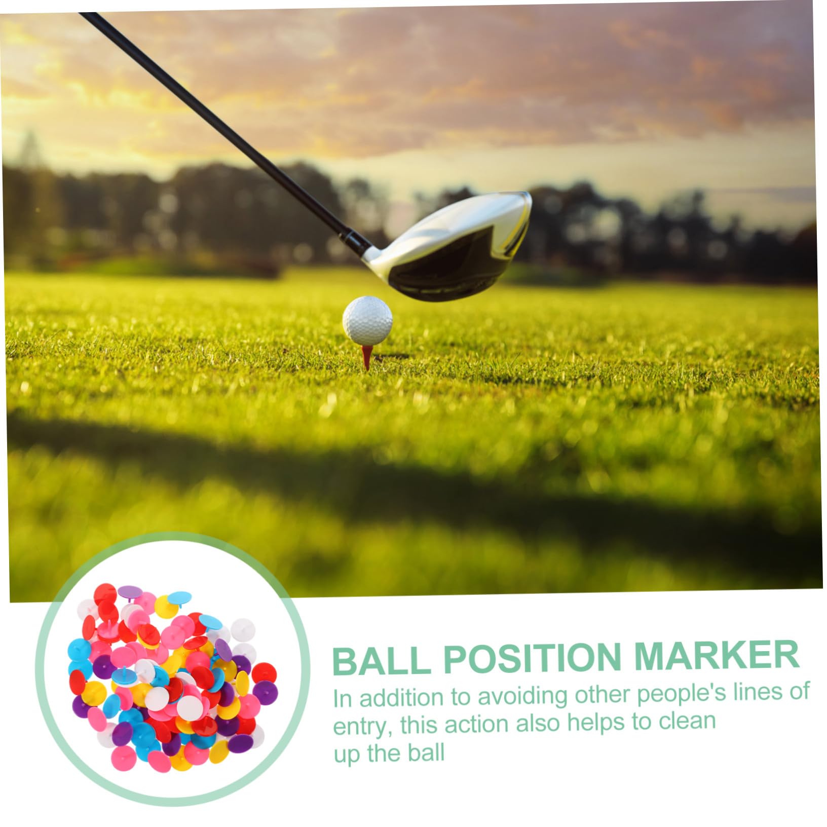 Golfball Positionsmarker Rund, 100 Stück aus Kunststoff | Low Friction, Verschleißfest, für Präzise Lagekennzeichnung Beim Spiel Zufällige Farbe