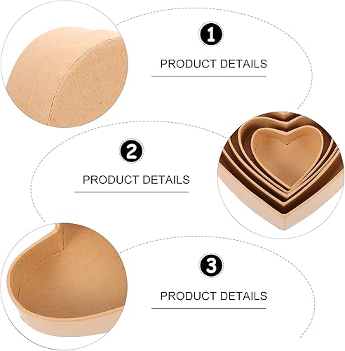 Miniatura 5 de ARTIBETTER Caja de papel maché de papel con forma de corazón, caja de regalo anidada decorativa de papel Kraft, contenedor de dulces con tapas para