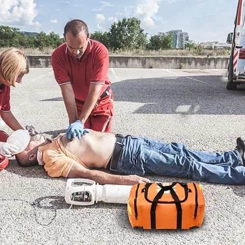 Miniatura 6 de NOVAMEDIC Bolsa médica de primeros auxilios para trauma naranja vacía, 21 x 15 x 5 pulgadas, múltiples compartimentos para emergencias médicas,