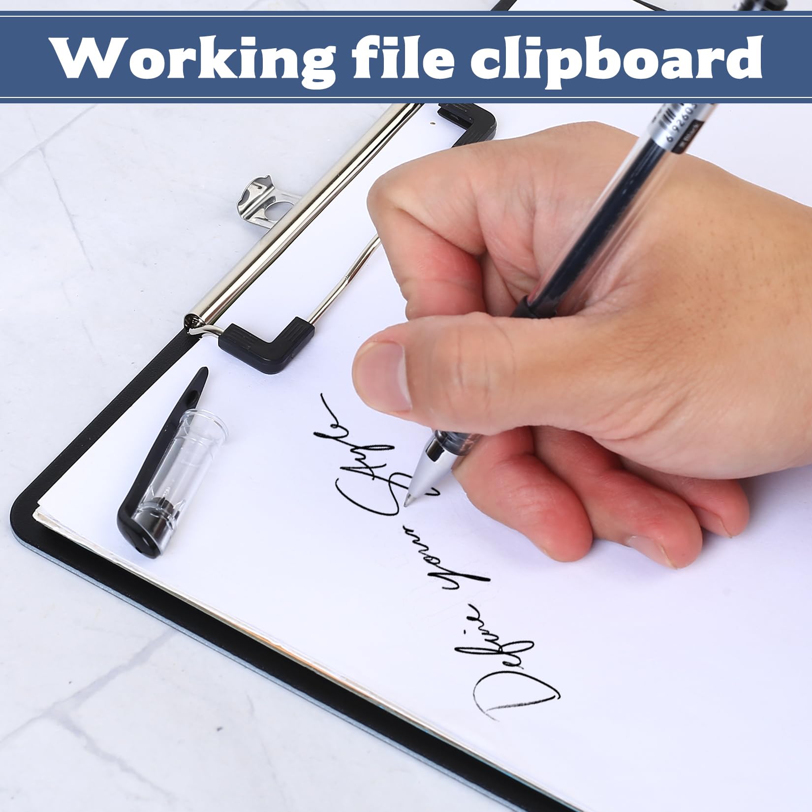 6 Pcs Portapapeles con Pinza A4, Carpeta con Pinza, Carpetas de Plastico con Gancho para Estudiantes, Profesores, Material de Oficina (negro)