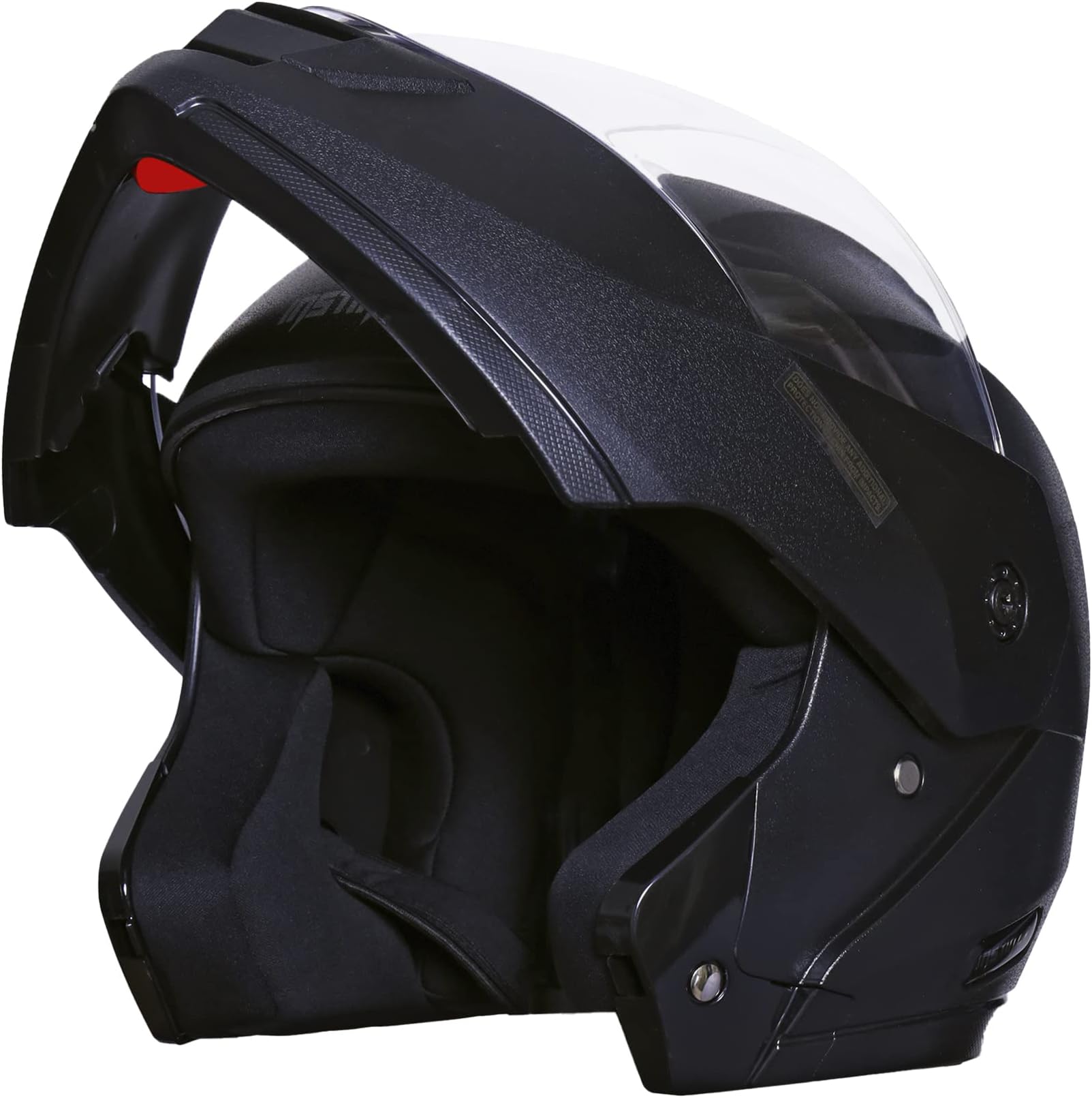 GoMechanic- Instinct Series Falcon Flip-Up Helmet with Clear Visor Motorbike Helmet-, Black (Medium, 580mm)