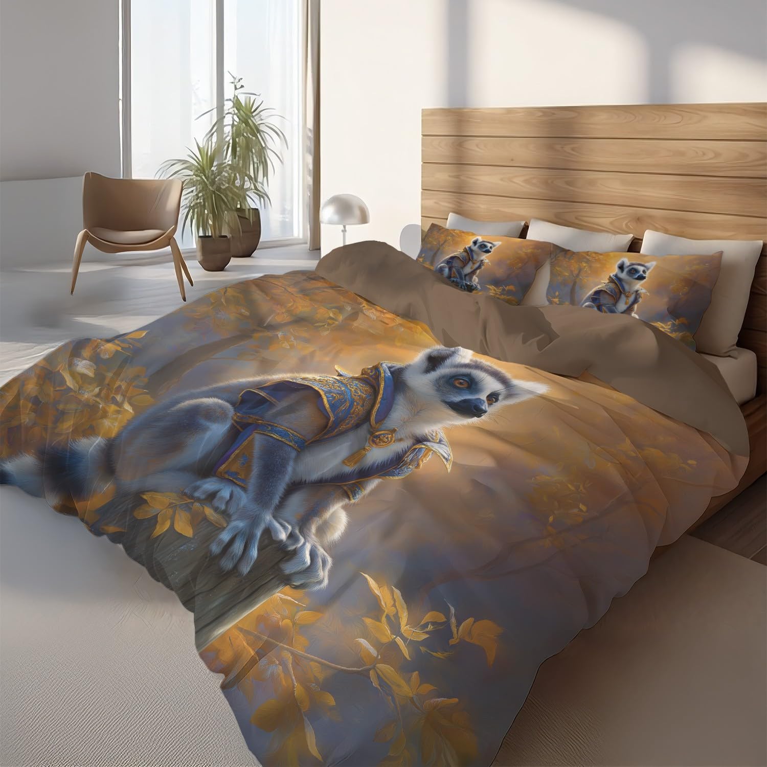 Eleganckie jesienne liście z nadrukiem zwierzęcym poszwa na kołdrę 220 x 260 cm Fantazyjny zestaw pościeli dziecięcej i 2 poszewki na poduszki 65 x 65 cm Pokrowiec na kołdrę Miękka mikrofibra z