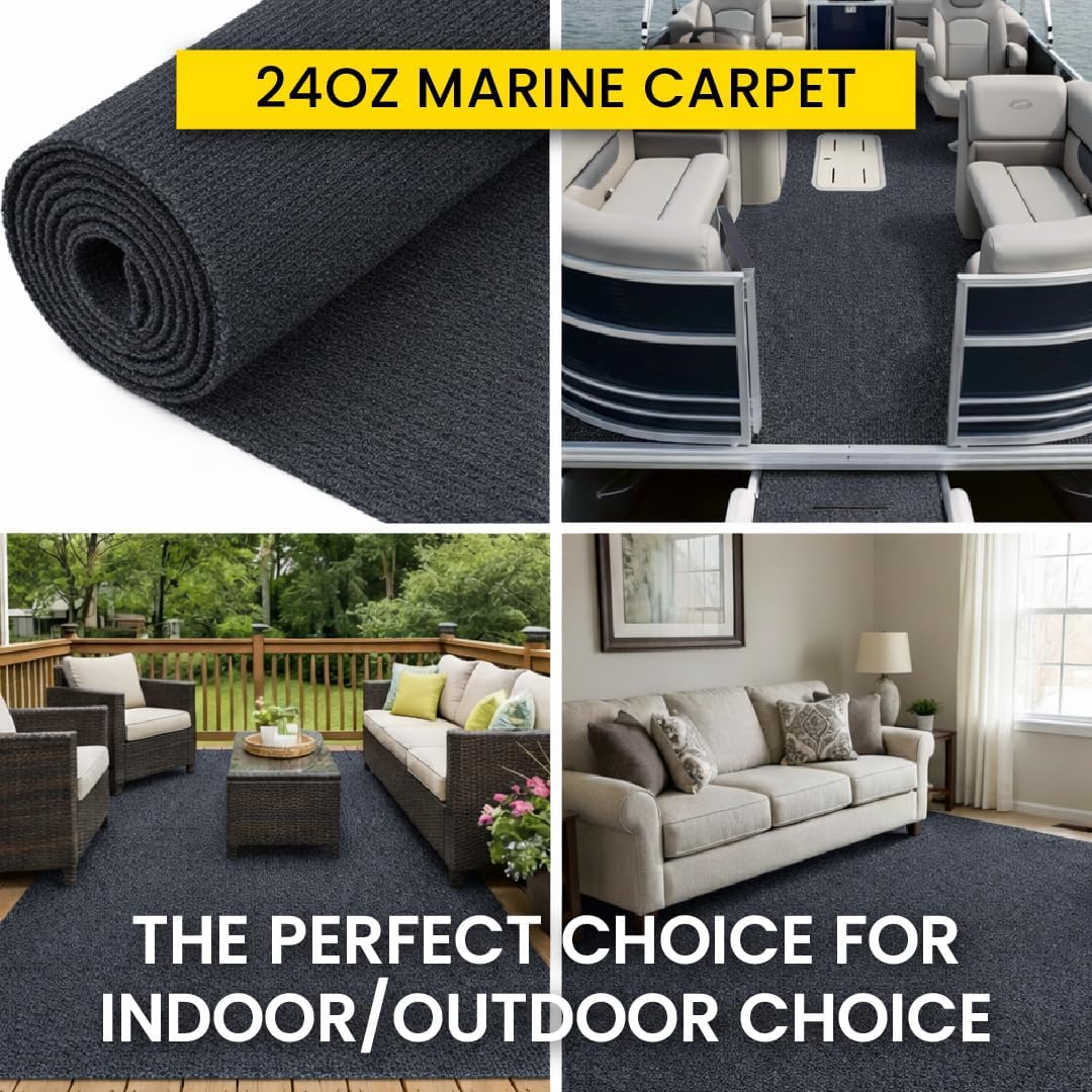 Luxury Marine 24oz Do-It-Yourself Pile Cut 8.5ft, Multiple Colors, Rubber Marine Backing, Fade-Resistant