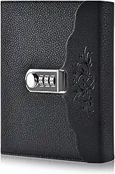 ARRLSDB Lock Diary Leather Journal Writing Notebook Planner Organizer Digital Password Notebook Locking Personal Diary, Preto