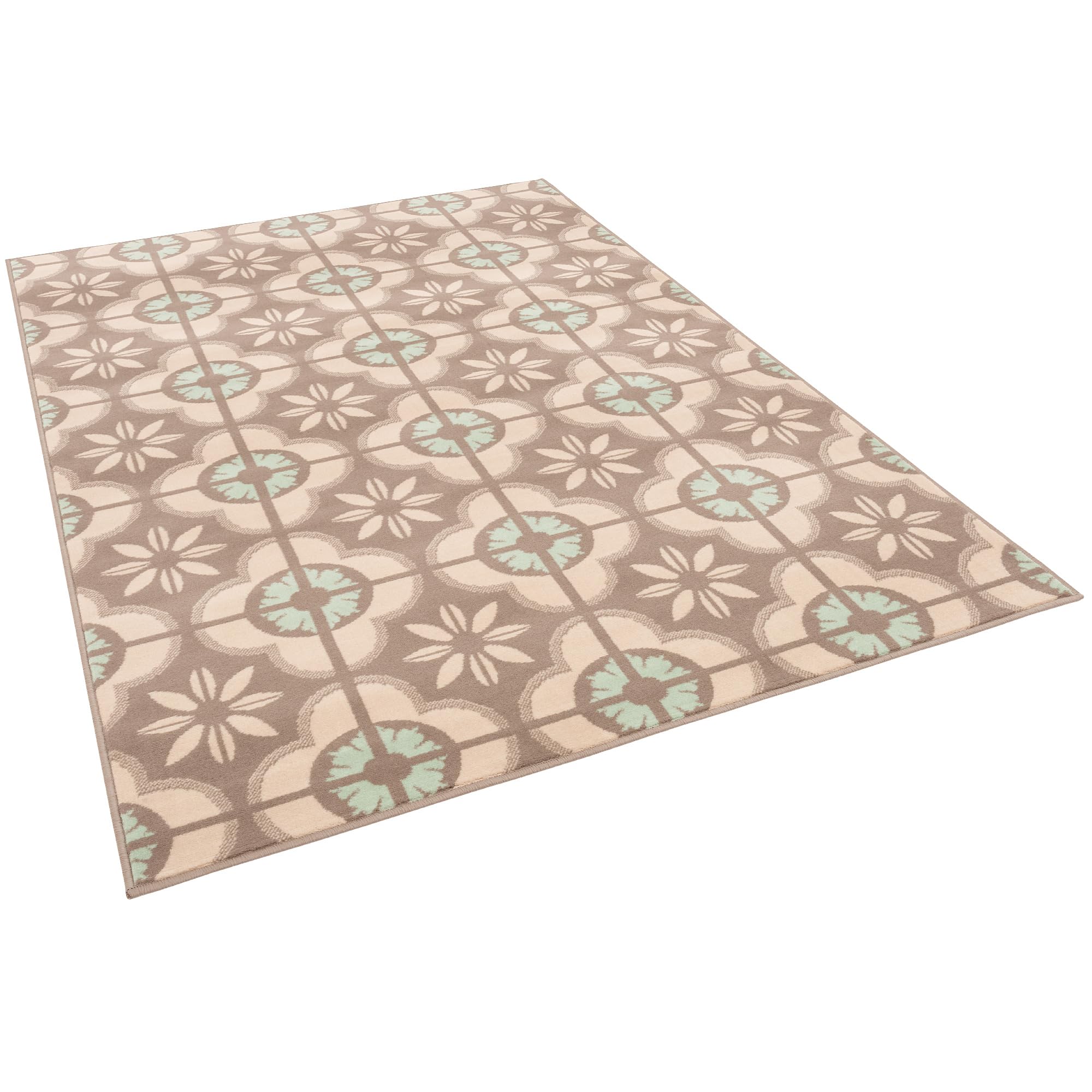 Pergamon Samba - Tapis de Designer Moderne - Optique des tuiles - Beige - 5 Tailles