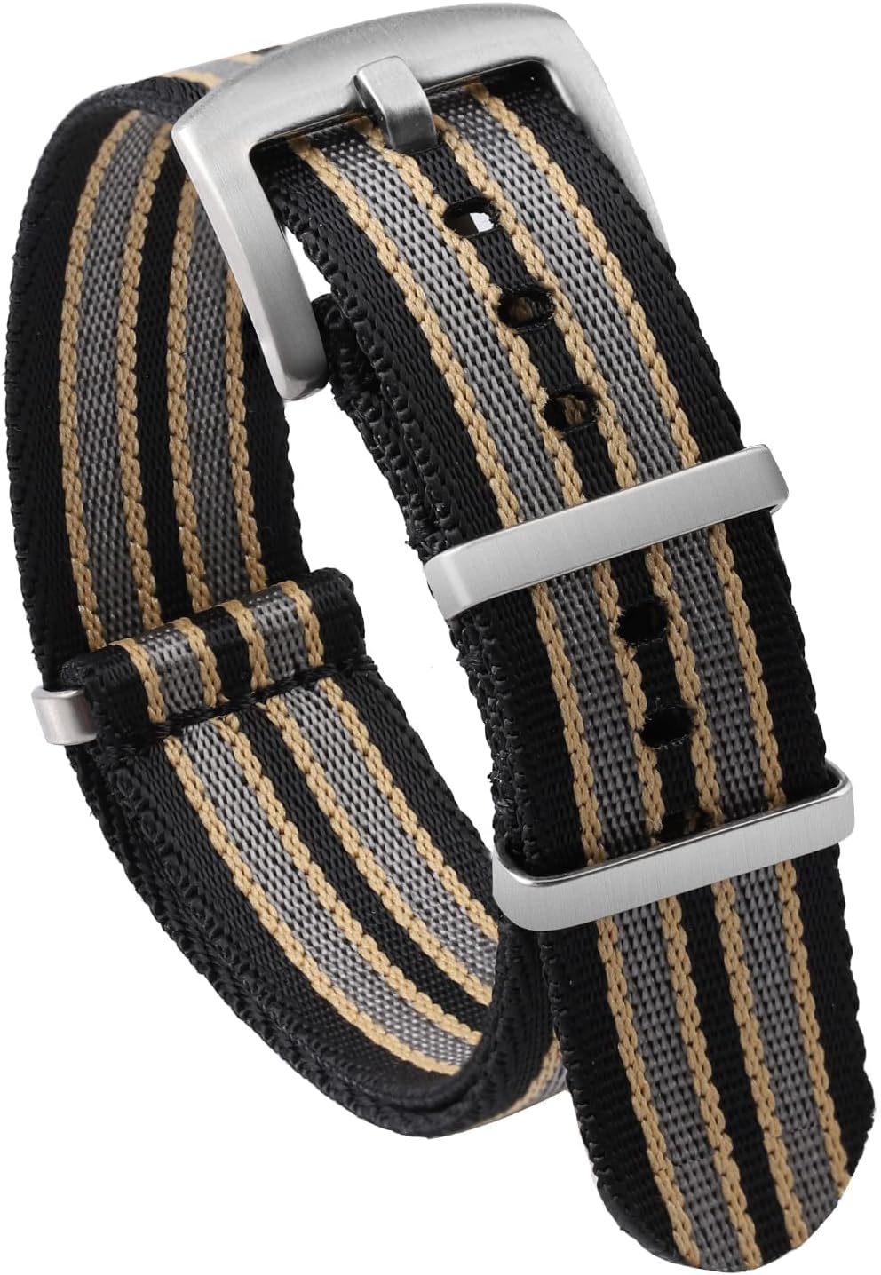 watchdives Nylon Watch Band 18mm 20mm 22mm Multicolor Replacement Watch Straps for Men Women (Black Yellow Gray, 18mm)