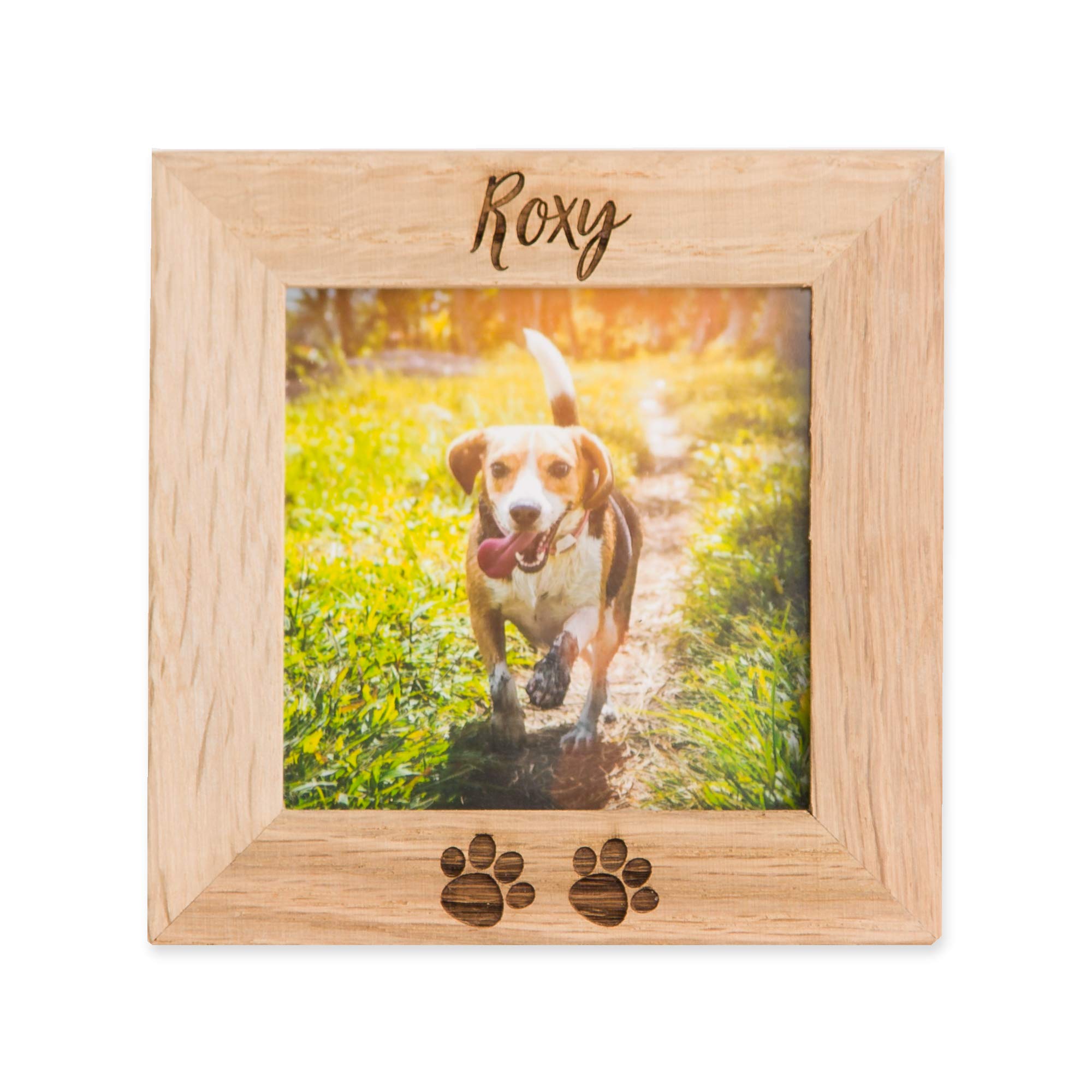 Buy The Laser Engraving Company Personalised Paw Print Square Oak Photo Frame, Pet Memorial, Dog