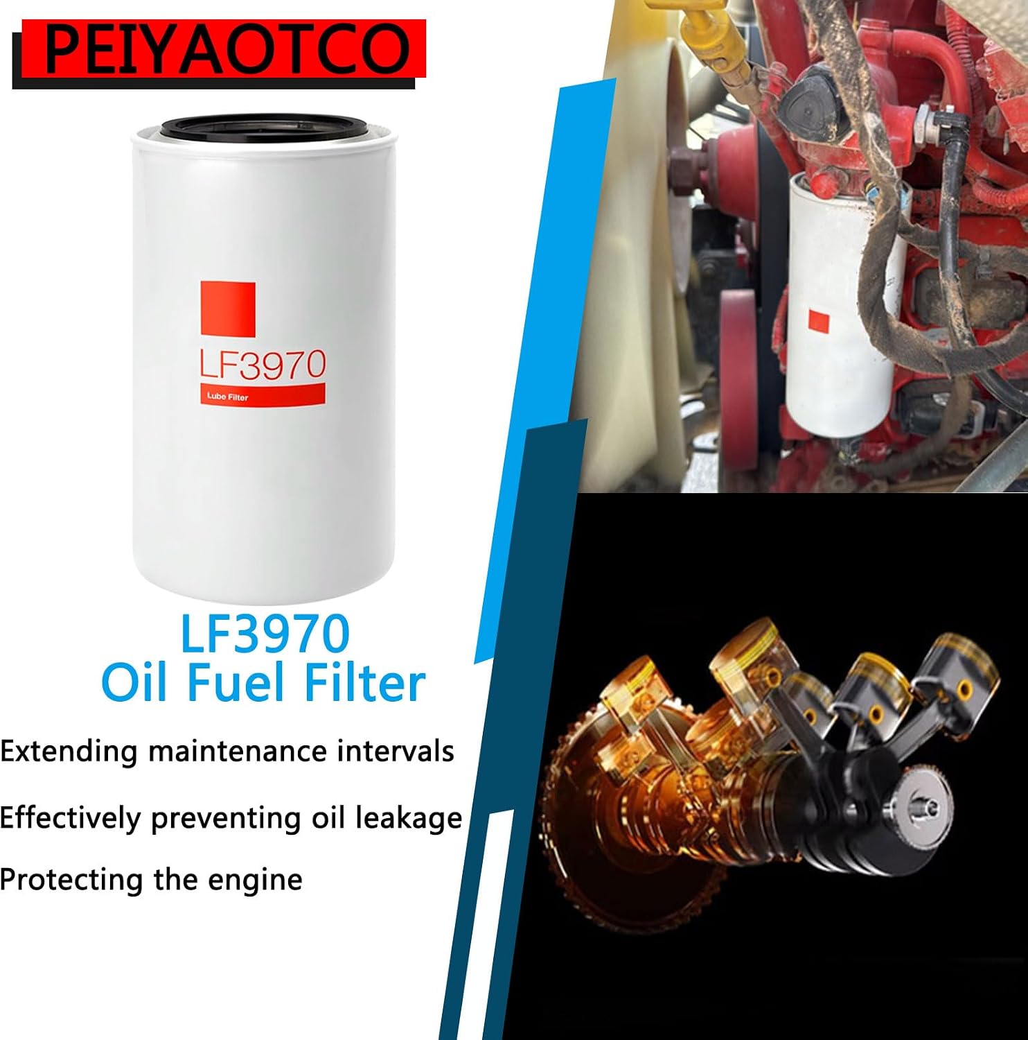 LF3970 Oil Filter Compatible With ummins QSB ISB engines 3937736 5404947 Replacement For 3937736,3937144,B7177,P550428,Fits For QSB5.9L/6.7L,ISB07 6.7L Diesel Engines 6 PACK
