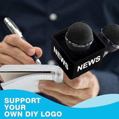 Miniatura 4 de Estación de bandera de micrófono, cubo cuadrado portátil, de espuma ABS, con logotipo, equipo de estudio, accesorios de micrófono para entrevista de