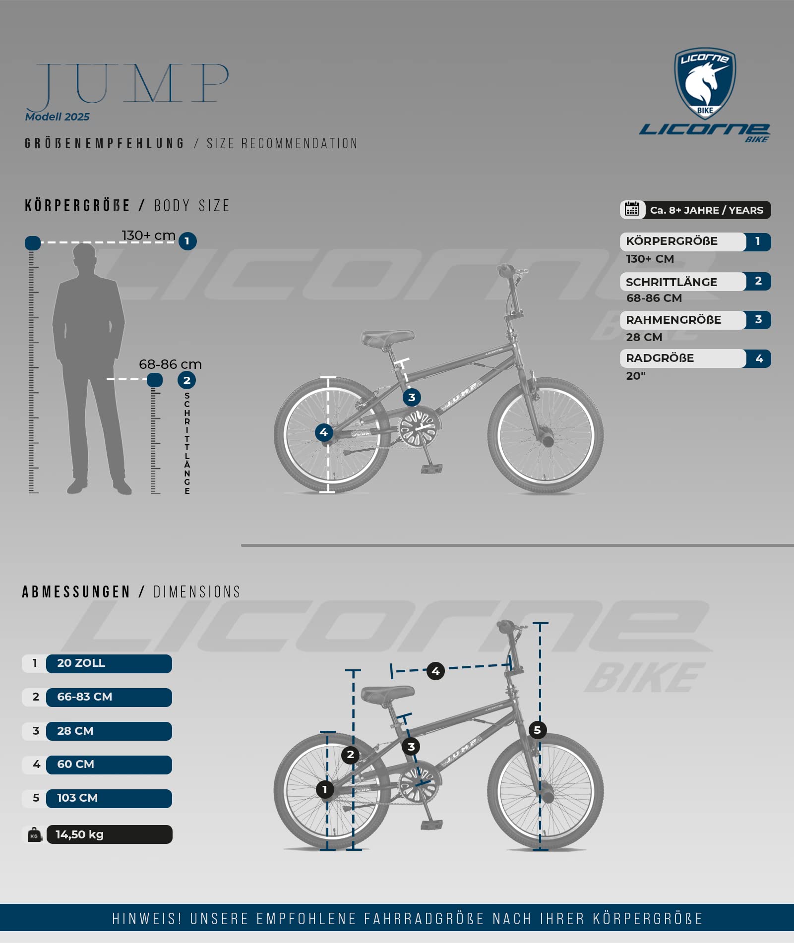 Licorne - Bicicletta “Jump Premium BMX”, sistema a rotore a 360°, 4 perni in acciaio, carter, ruota libera