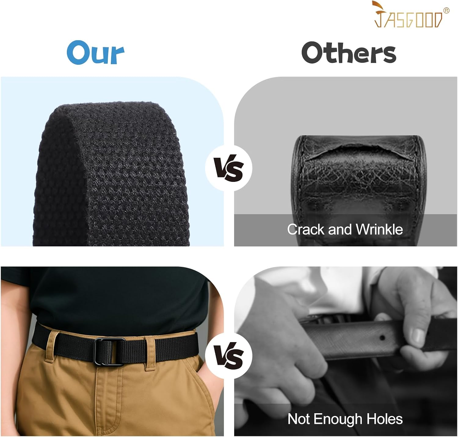 JASGOOD 2 Pack Boys Belts,Kids Canvas Belts Football Baseball Belt with Double Ring Buckle for Softball Pants Jeans - Image 4